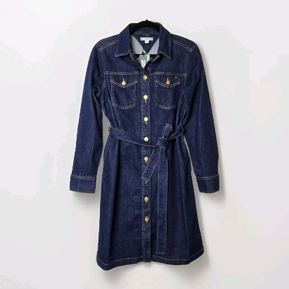 Tommy Hilfiger Women's Denim Button Front Belted Jean Shirt Dress Size XXL